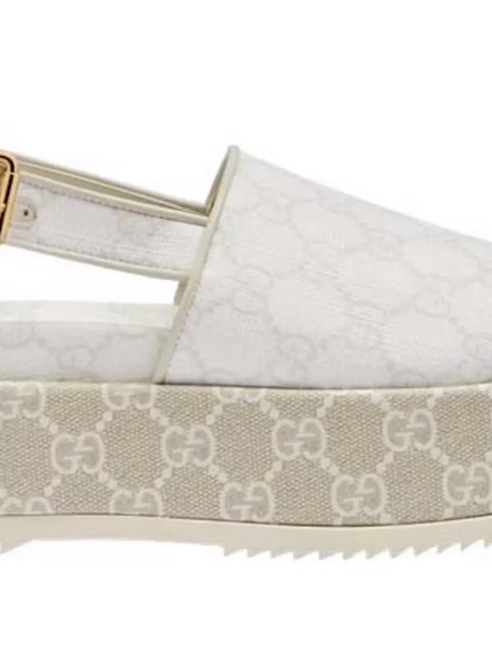 New Gucci GG Supreme Canvas Angelina Platform Sandals Shoes Slingbacks 35.5